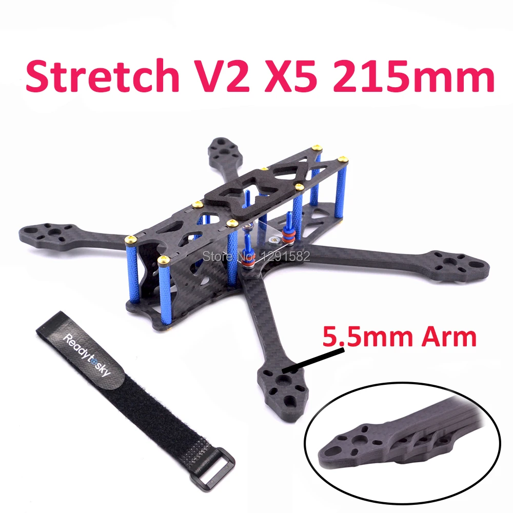 

Stretch X5 V2 215 215mm w/ 5.5mm Arm Freestyle FPV Racing Quadcopter Frame Kit Upgrade Johnny 225 FPV for 5 inch prop 22XX motor