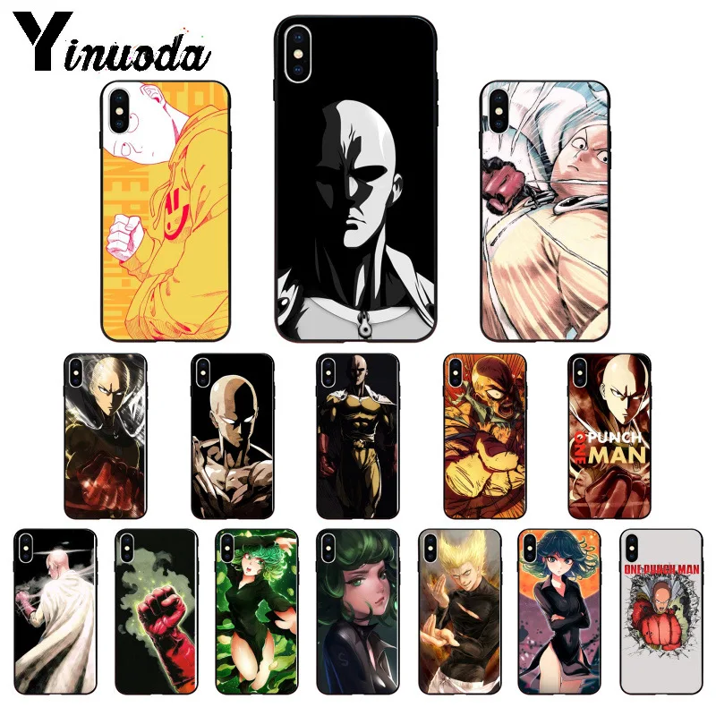 

Yinuoda Japanese Anime One Punch Man Silicone Soft TPU black Phone Case for iPhone 8 7 6 6S Plus X XS MAX 5 5S SE XR Cases