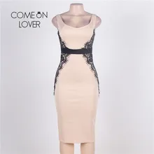 Comeonlover Low Neck Sleeveless Casual Work Dress With Lace Plus Size Dresses RI70068 Summer Off Shoulder Bodycon Women Dresses