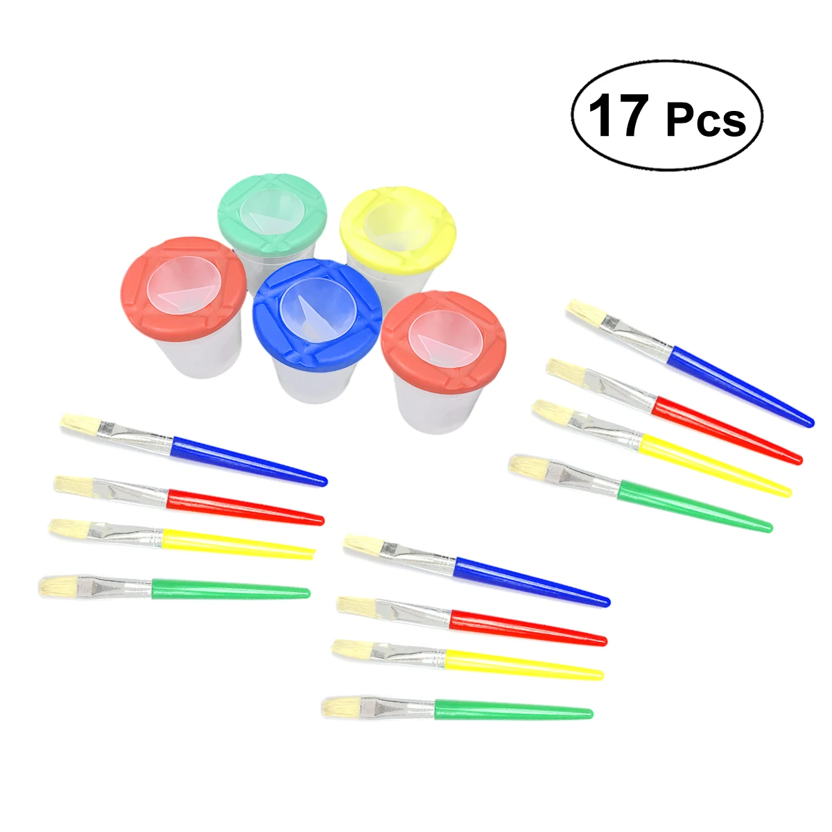 5 шт без разлива краска чашки с цветными крышками и 12 шт набор кистей для рисования