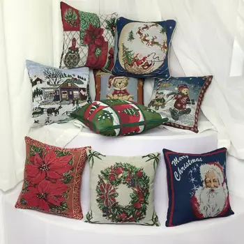 

Christmas American New linen Cushion Cover jacquard cover cushion case sofa bed car home room Dec wholesale FG342