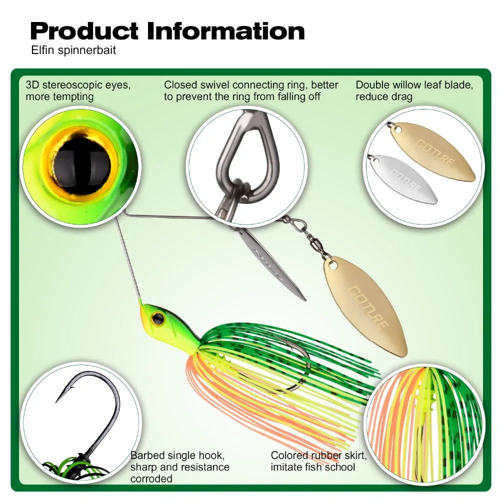 Goture, 5 шт./лот, лучшая приманка для рыбалки, 24 г, высокая скорость, ивовые лезвия, металл, 14 г, свинцовая головка, силиконовая юбка, Спиннер, приманка