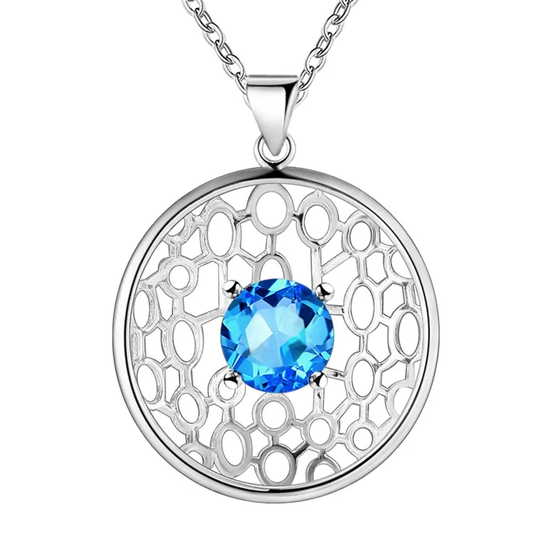 

silver stone wholesale nice silver jewelry necklave pendant blue red fashion women's ZAN1922