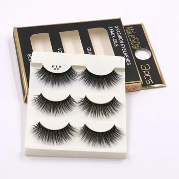 

AMAOLASH 3 Pairs A19 Silk Lashes 3D False Eyelashes Soft Natural Thick Plastic Fiber Curling Dense Eyelashes