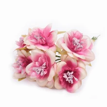 6 шт./лот шелк градиент Cherry искусственные цветы для свадьбы украшения дома DIY ручной работы подарок венок записки поддельные цветок