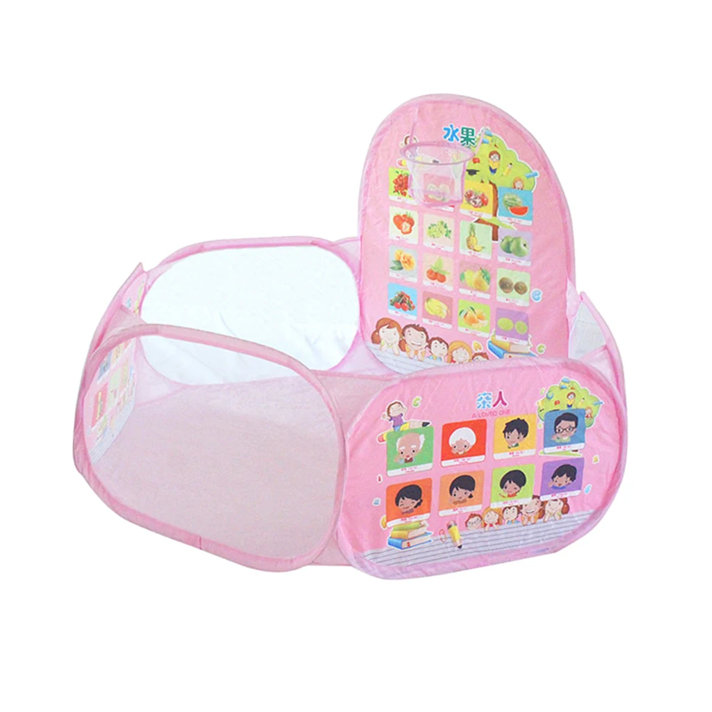 Fun Pop Up Ball Pit Pool Toddler Baby Play Tent Playhouse Playpen with Basketball Hoop Developmental play Game Toy 120CM/ 47''