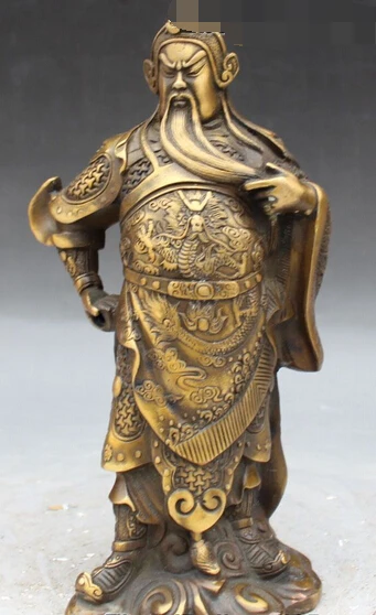 

shitou 003272 China Buddhism Temple Bronze Stand Dragon Sword Guan Guan Yu Warrior God Statue discount 30% (C0324)