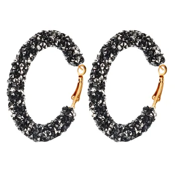 

Fashion jewelry versatile hiphop alloy inlay cz earrings from Swarovskis circle handmade beaded crystal earrings For Woman