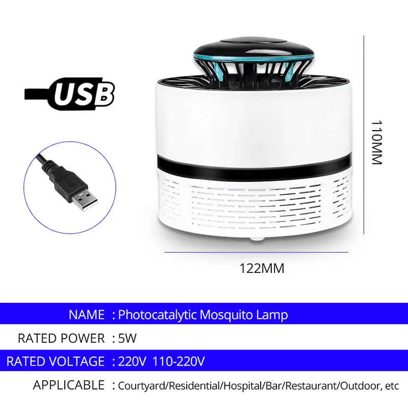 EeeToo USB электрическая ловушка для комаров, лампа Фотокатализ Mute 5V анти-ловушка для комаров светодиодный ночной Светильник лампы Жук ловушка для насекомых Zapper убийца