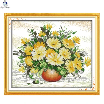 

JoySunday DIY cross stitch kits needlework Daisy 3 Scene Flower Floral 14CT 11CT cotton painting gift art factory wholesale