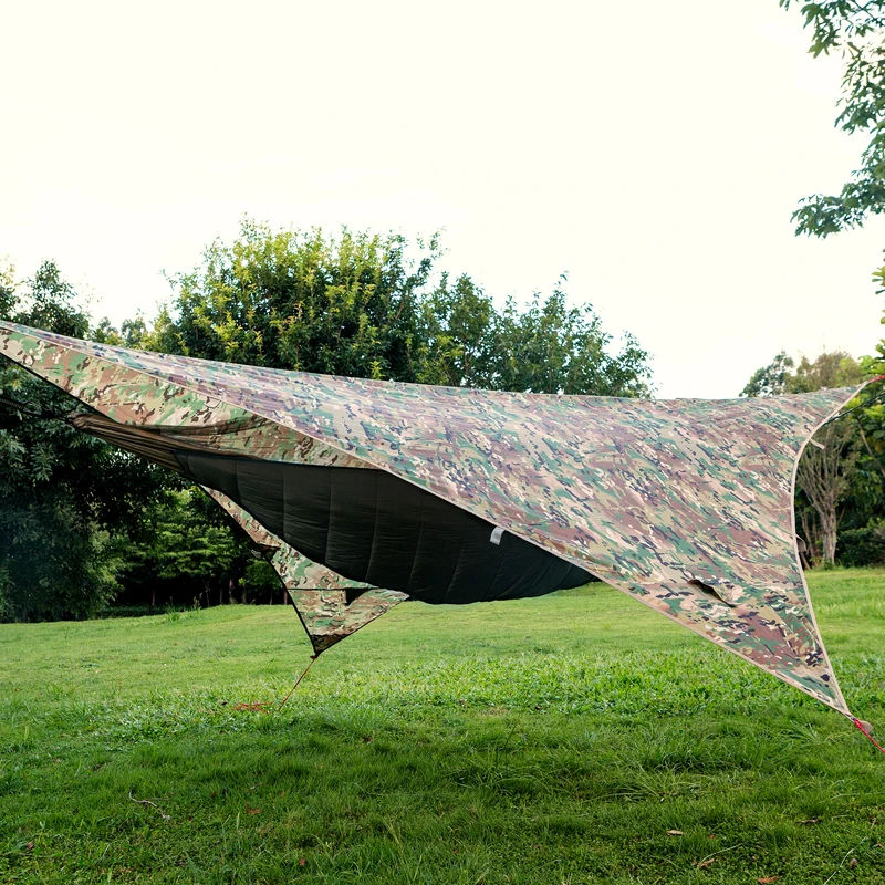 

OneTigris Multicam Rain Fly Tarp Waterproof Tent Survival Backpacking Tarp Shelter for Survivalists Camping 9ft*9ft (2.7m*2.7m)