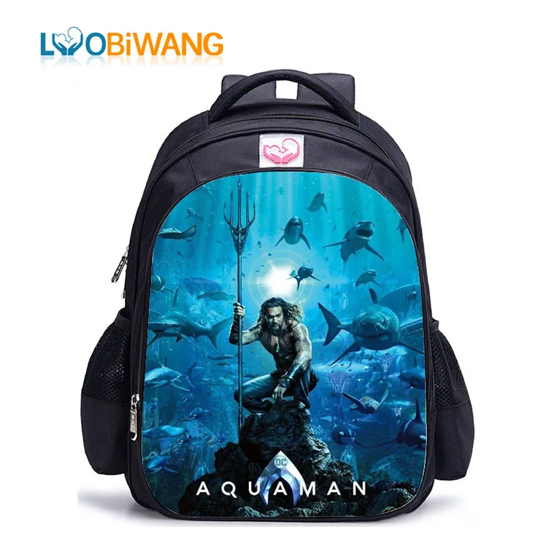 

LUOBIWANG Famous Movie Printed Schoolbag for Teenager Boys and Girls Aquaman Backpack Bookbag Kid Mochila Infantil Laptop