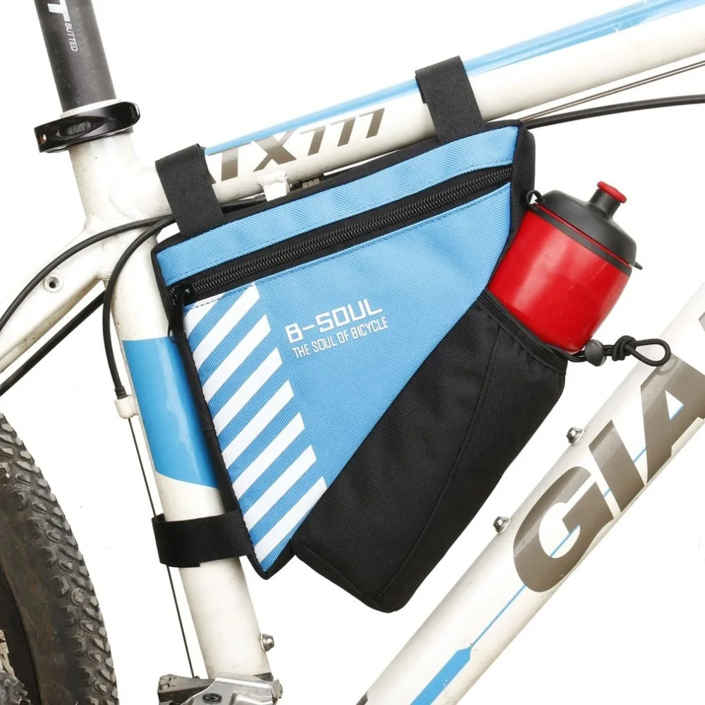 Cheap B-SOUL MTB Bike Bicycle Bags Waterproof Cycling Top Front Tube Frame Bags Triangle Bag With Water Bottle Pocket Bike Accessories 3