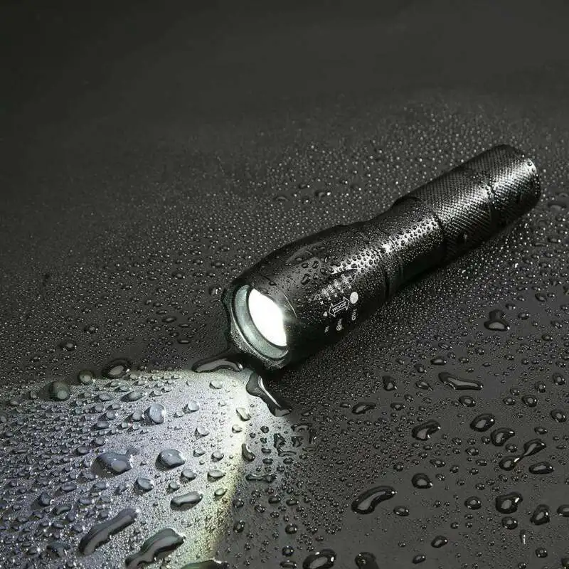 Открытый 800LM T6 светодиодный USB Перезаряжаемые 18650 Водонепроницаемый мощный фонарик черный
