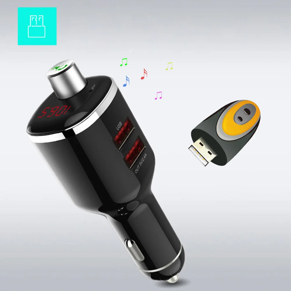 Автомобильный комплект громкой связи fm передатчик модулятор 5 в 2.4A 2 USB зарядное
