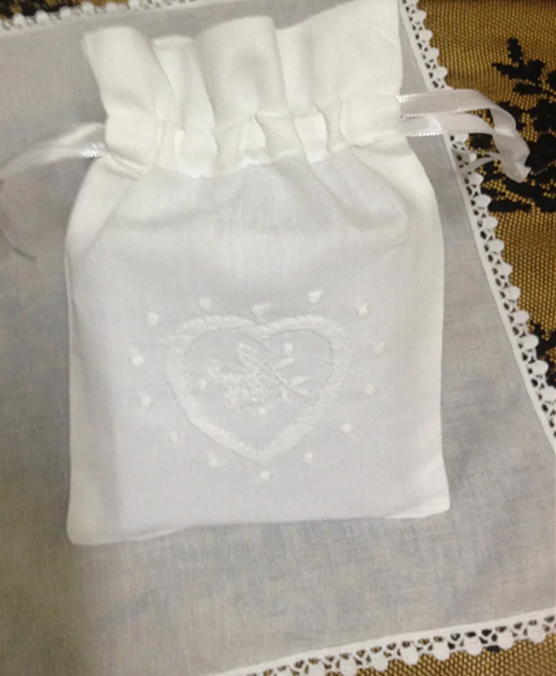 Модные подарочные сумки 48 шт./лот/5x7 "белые льняные подарочные сумки можно собрать для красивых свадебных носовых платков, идеально