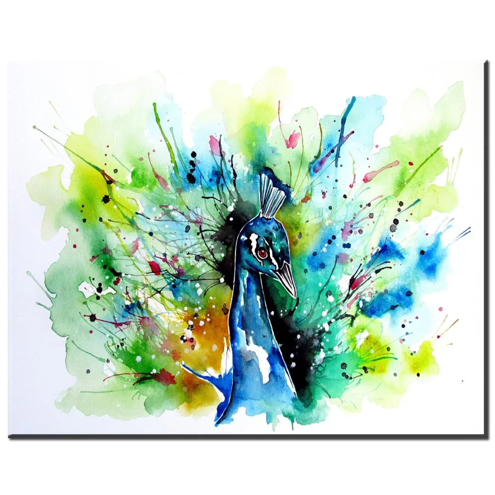 ZZ1348 Simple Abstract Canvas Art Watercolor Peacock Bird Pictures Oil Painting For Livingroom Bedroom Decoration In Calligraphy ZZ1348 Simple Abstract Canvas Art Watercolor Peacock Bird Pictures Oil Painting For Livingroom Bedroom Decoration In Calligraphy