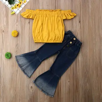 

Fashion Toddler Kids Baby Girls Summer Clothes Party Sets Tops T-Shirt Flared Pants 2Pcs Girl Clothing Outfits