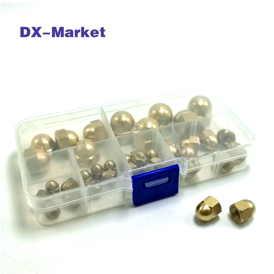 m3 m4 m5 m6 m8 m10 brass acorn nut kit , 50pcs waterproof brass nuts copper nut fastenersin