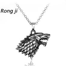 Weight 40g Game of Thrones Stark Family Goshawk Head Badge Wolf Chain Necklace Pendant Men Women Jewelry