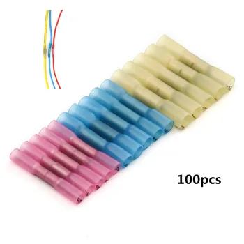 

100PCS Heat Shrink Crimp Terminals 3 Sizes Fully Insulated Electrical Wire Butt Connectors Splice Terminal High Quality