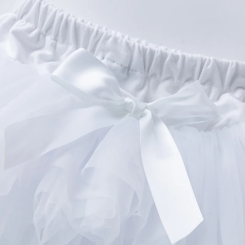 Белая юбка принцессы для маленьких девочек; пышная юбка-американка; шаровары для девочек; кружевная юбка-пачка с бантом и оборками; шорты для малышей; накидка для подгузников