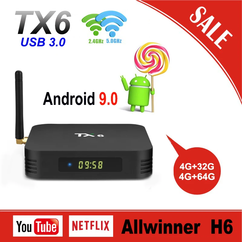 TANIX TX6 Android 9 0 Смарт ТВ коробка AllWinner H6 4g Оперативная память 32g 64g Встроенная 4 ядра DDR3