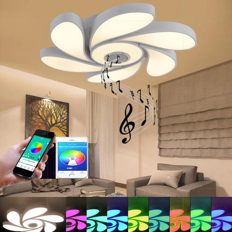 RGB светодиодный потолочный светильник с регулируемой яркостью Bluetooth динамиком