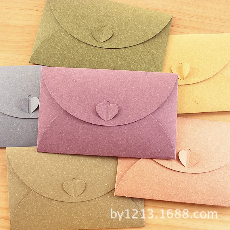 Love Hasp Envelope Simple Candy Color Brown Paper Envelop Post Card Kraft Envelope Airmail Drop