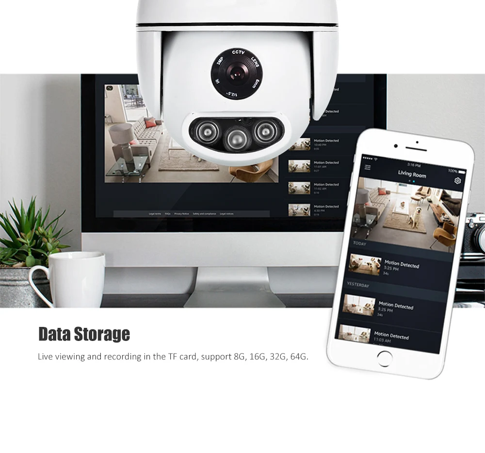 Wanscam K54 Wireless PTZ Dome IP Camera WiFi Outdoor 1080P 3X Zoom Security IR Night Vision