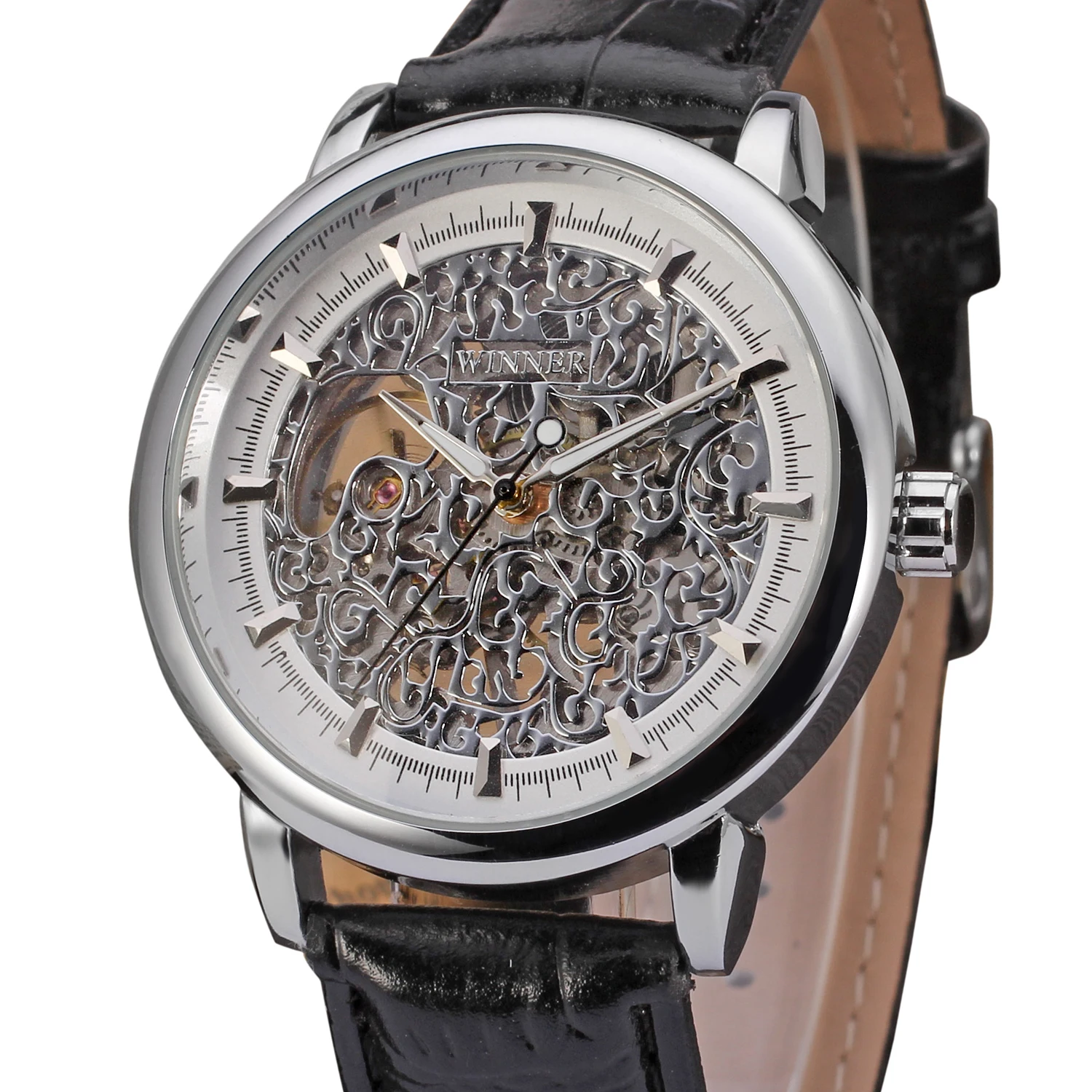 

Winner Top Brand Luxury Noble Business Skeleton Automatic Men Extravagant Male Mechanical Clock Hollow Dress Gentle Men Watches