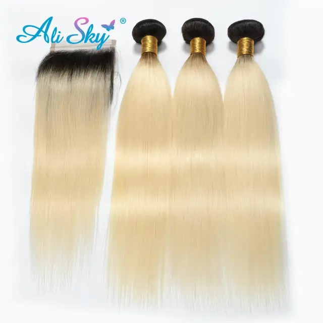 Ali Sky 1b 613 Blonde Bundles Brazilian Hair Straight Human Hair