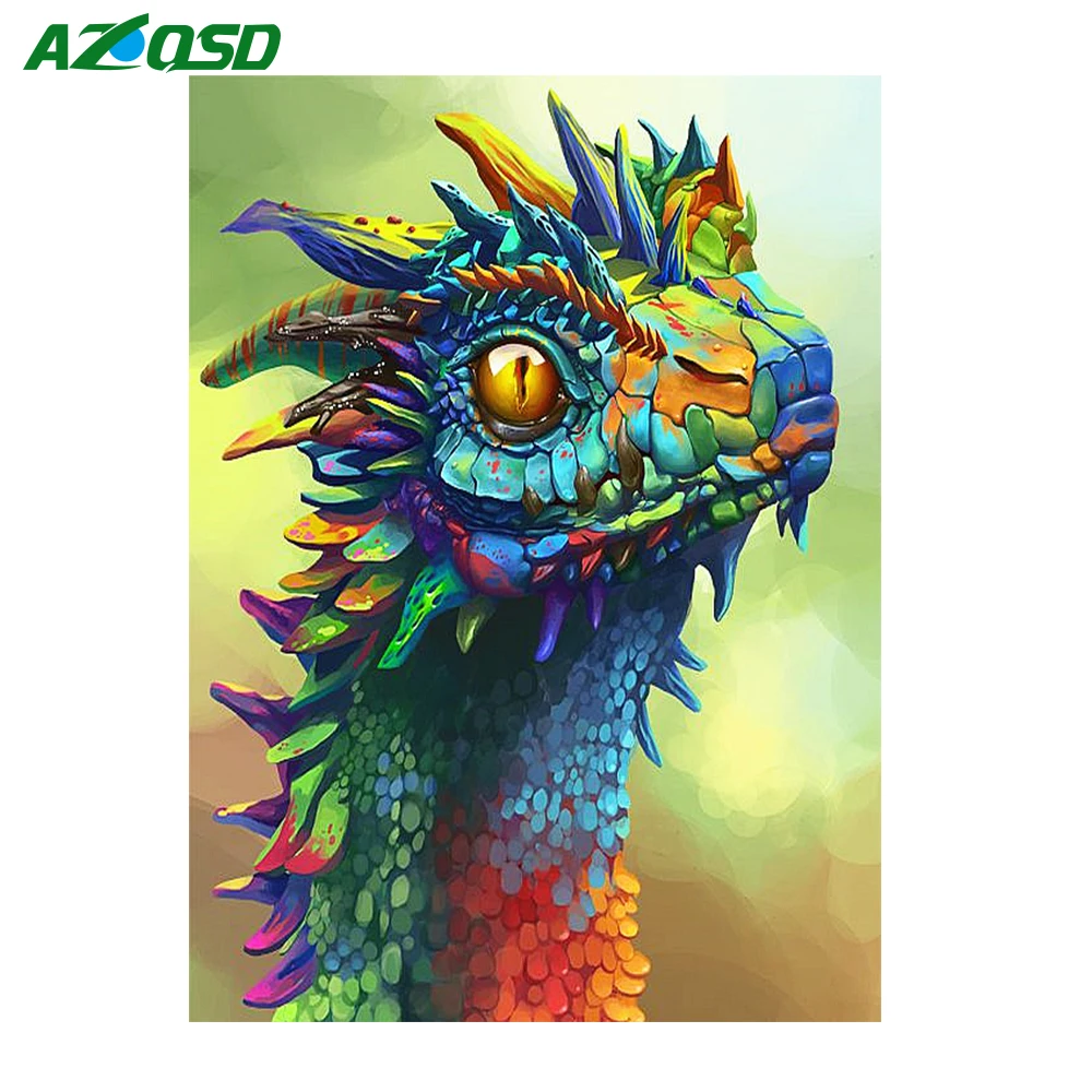 

AZQSD Cartoon Diamond Painting Cross Stitch Picture of Rhinestones Needlework Home Decor Diamond Embroidery Dragon DIY Gift