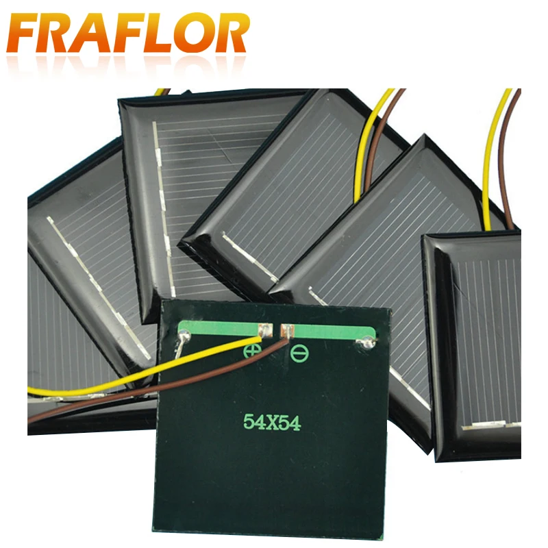 2 шт. 2В 130mA 54*54*3 мм Polycrystallin небольшой Мощность солнечных батарей Панель для
