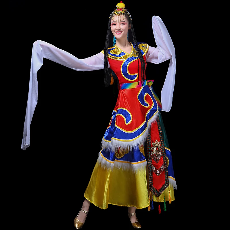Монгольский костюм одежда Китайский народный танец костюмы одежда платье сценическая Одежда для танцев, сценический костюм монгольское платье DD1959