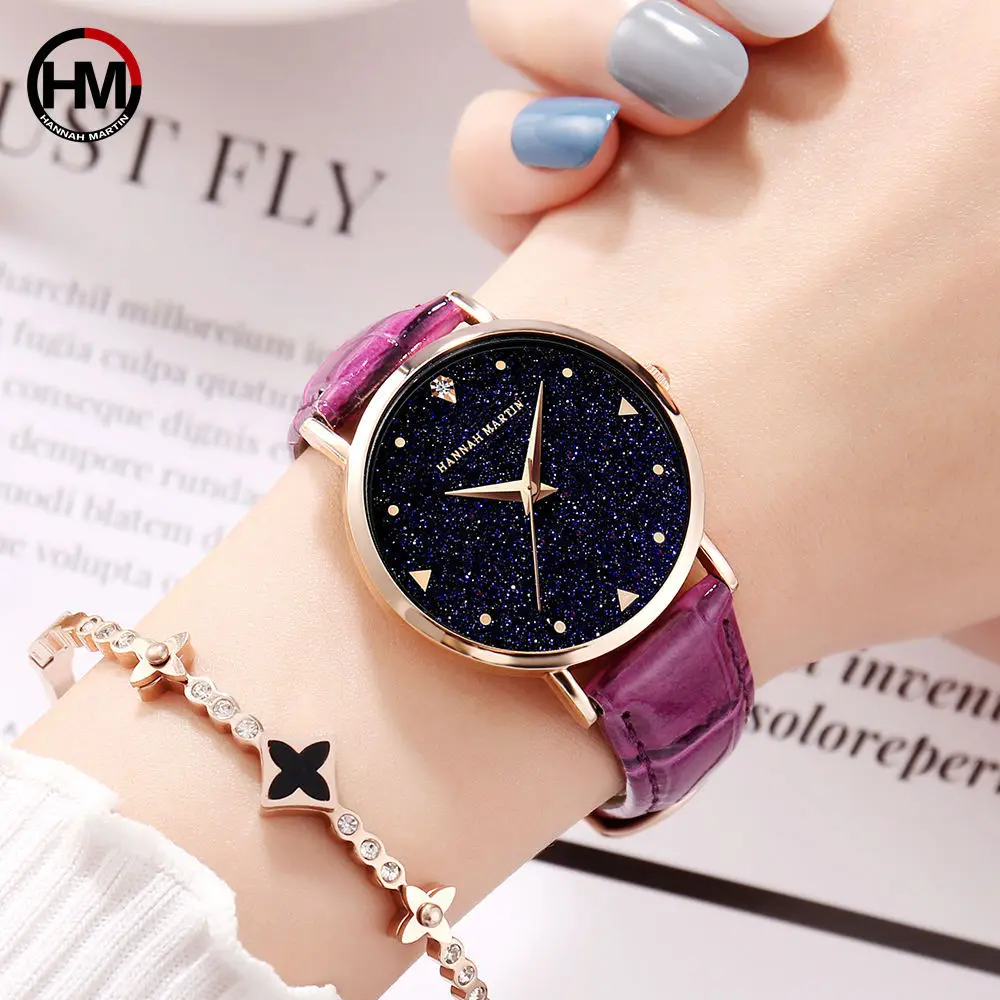 

New Colorful Luxury Star Dial Watch Fashion Rose Gold Quartz Watch Women Dress Clock Female Leather Wrist Watch relogio feminino