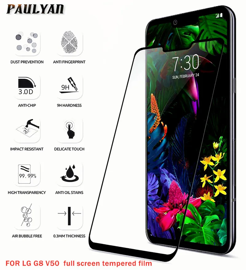 Защитное стекло 3D 9H для LG G8 g7 Thinq G6 V50 закаленное с полным покрытием G7 G8thinq V 50