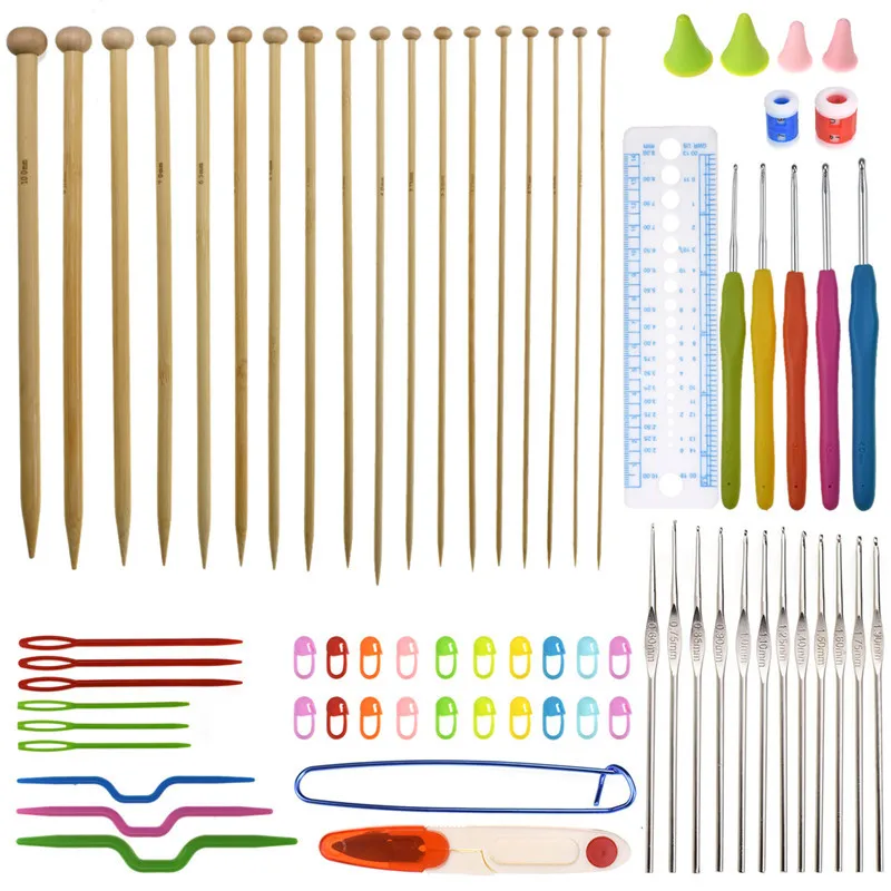 Big Capacity Knitting Needles Set Travel Organizer Storage Bag With 36pcs Straight Knitting Needles 17pcs Crochet Hooks Sets   (2)