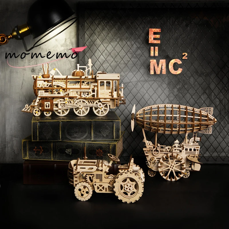 MOMEMO 3 вида 3D деревянная модель головоломка лазерная резка механическая модель деревянная игра-головоломка DIY Заводной механизм подвижная сборная игрушка