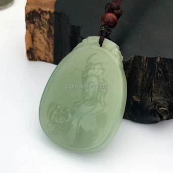 

Nature gray jade Guanyin Pendant jadite Amulet Talisman Necklace Lucky Carven -certificate