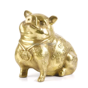 

Daifuku copper pig home decor furnishings Decoration Fortune Cai pig zodiac gifts