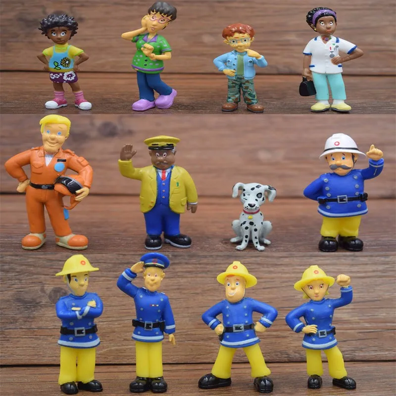 

12pcs/set Fireman Sam Cartoon 3-6cm Movie Action Figure Toys For Children