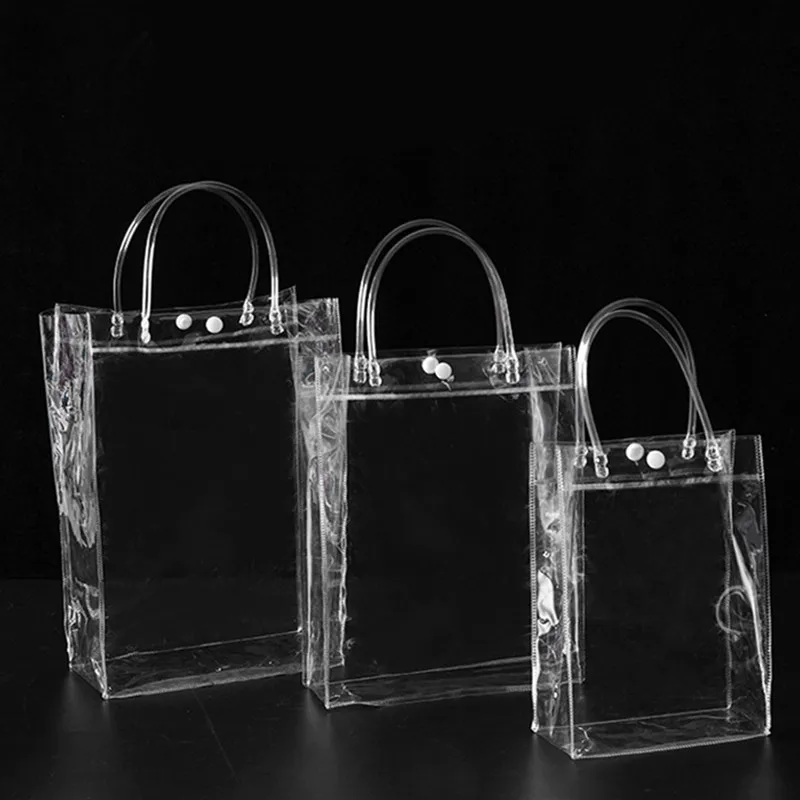 

10Pcs/Set Transparent PVC Hand Clasp Plastic Gift Bag Items Storage Bag Creative Simple Waterproof Hand Takeaway Packaging Bag