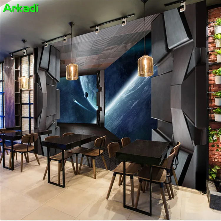 

Custom Wallpaper Shocked Spacecraft Cosmic Sci-fi Mural Industrial Metallic Wind Spaceship Porthole Personalized Restaurant