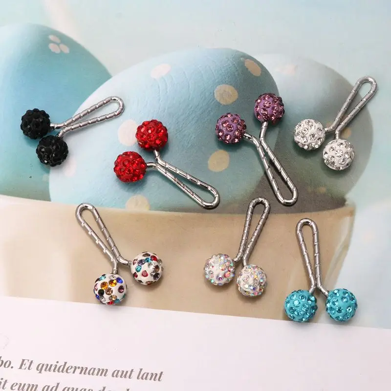 

Safety Pin Muslim Hijab Scarf Clip Pin Rhinestone Ball Brooch Fashion Jewelry