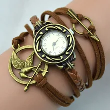 ¡NOVEDAD DE 2017! relojes de cuarzo de moda para mujer, relojes trenzados con diseño de flecha y juego del hambre, relojes trenzados de estilo clásico