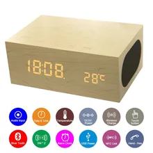 Portable Multi-Function Bluetooth Speaker LED Display Alarm Clock Thermometer with Wireless Charger For Enabled Smartphone