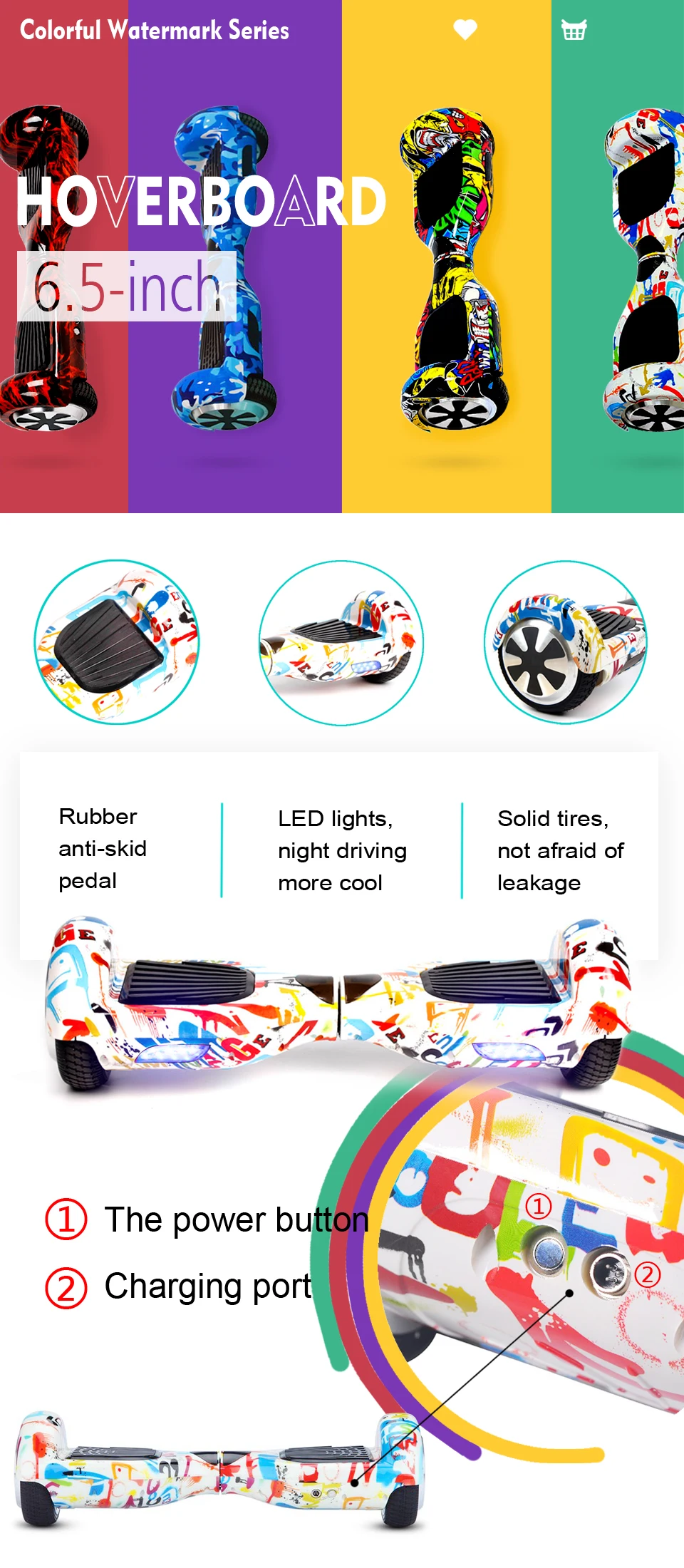 Hoverboards Self Balancing Kids Scooter 6.5inch Two Wheels Hoverboard Electric Skateboard Overboard Gyroscope Hover Oxboard  (22)
