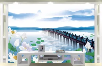 

Custom mural photo 3d room wallpaper Lotus flower lake home decor painting picture 3d wall murals wallpaper for walls 3 d