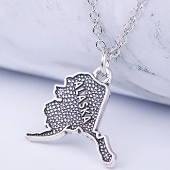 

EUEAVAN 15pcs Metal USA State Map Necklace American Geometric Geography Pendant Travel Souvenirs Jewelry Gift For Friends